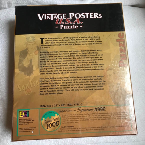 Vintage Posters 1026 Piece Puzzle USA San Francisco TWA Buffalo Games New SEALED - Picture 2 of 5